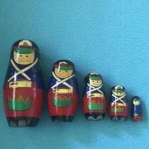 Russian nesting dolls Soldiers wooden vintage decoration
